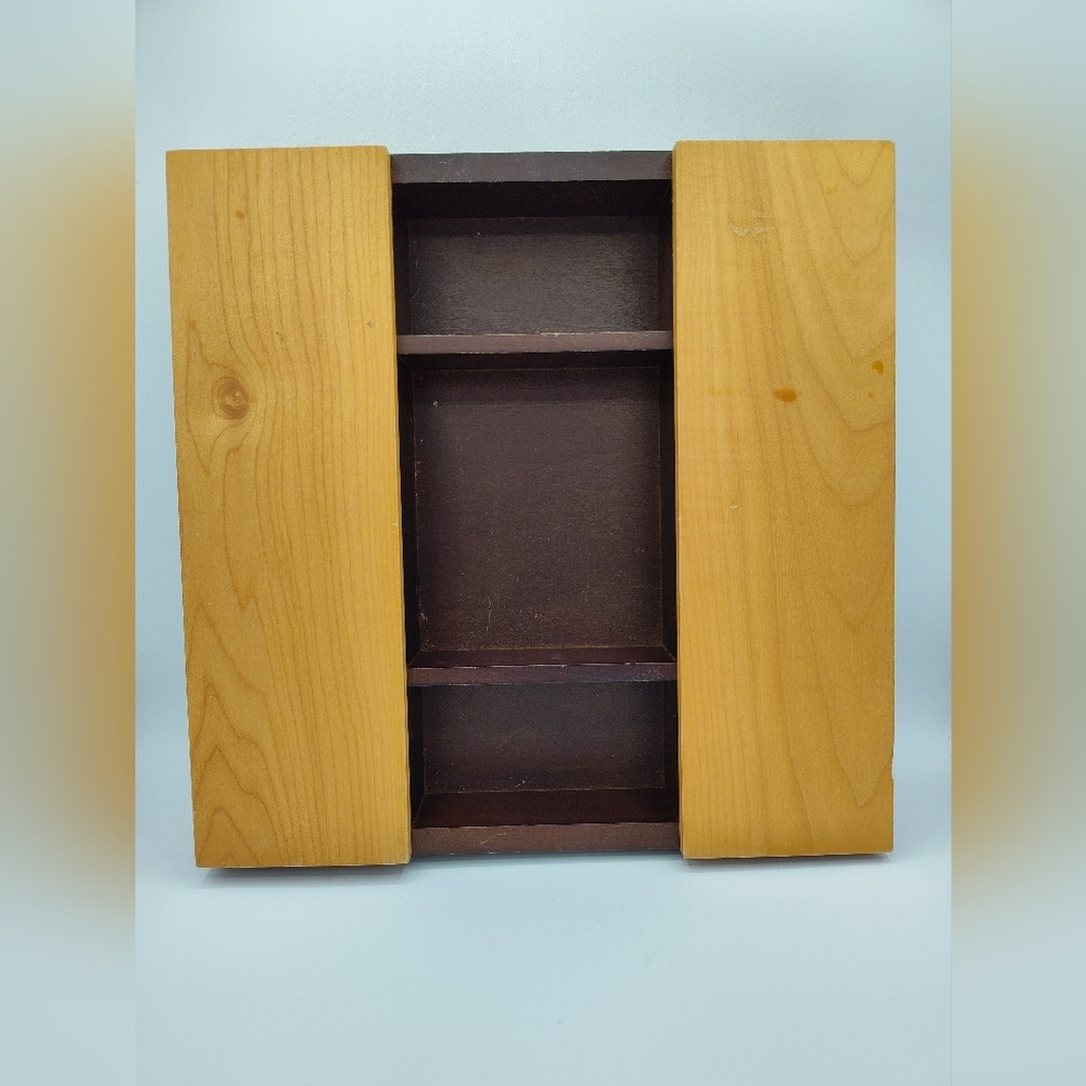 Vintage Wooden Jewelry Organizer Case w/ Hidden Doors & Compartments